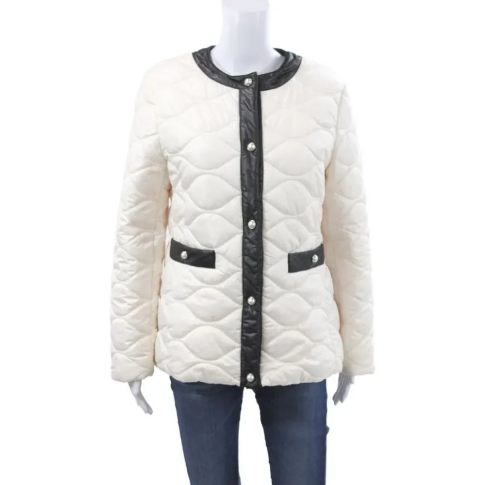 Kate Spade Womens Quilted Ivory Long Sleeve Jacket Size S